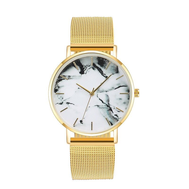 Mesh Band Creative Marble Female Wrist Watch