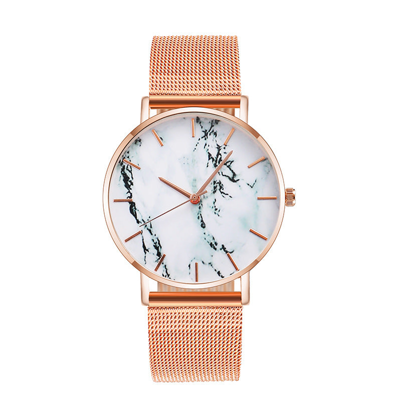 Mesh Band Creative Marble Female Wrist Watch